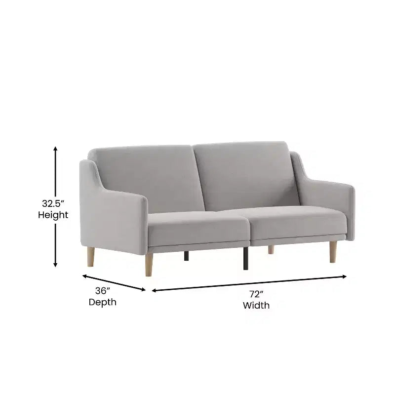 Canapé futon moderne du milieu du siècle à dossier divisé avec 3 positions d'inclinaison