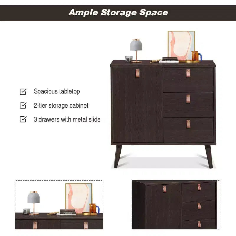 Table console d'entrée avec meuble vitrine Marron Maison