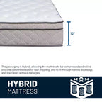 Matelas hybride simple face ultra-moelleux Euro Top de 12 pouces, compatible avec les lits réglables