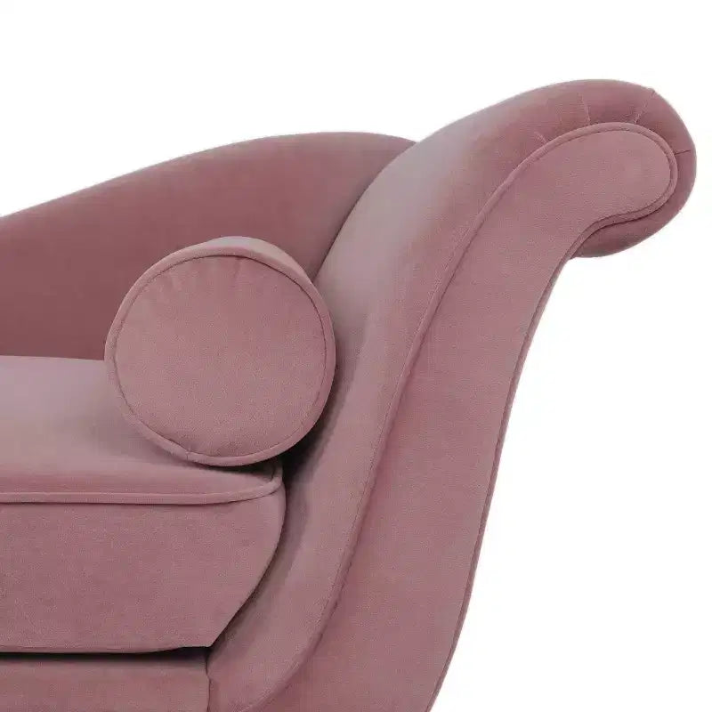 Méridienne contemporaine en velours avec bras à volutes