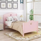 Twin Size Wood Platform Bed with Headboard, Footboard and Wood Slat Support-ModernLuxe