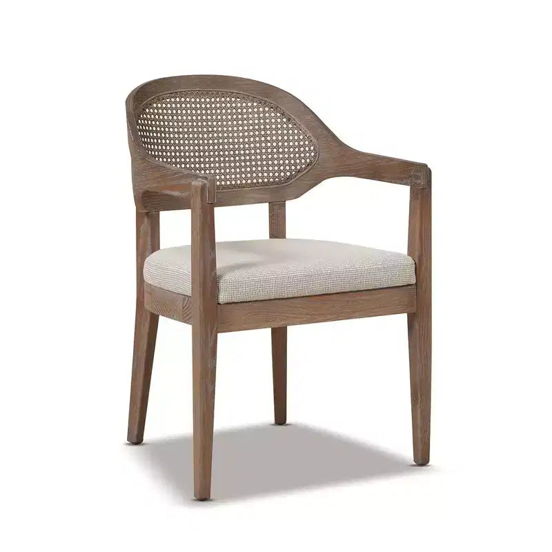 Chaise de salle à manger Americana Mid-Century Modern avec dossier en cannage