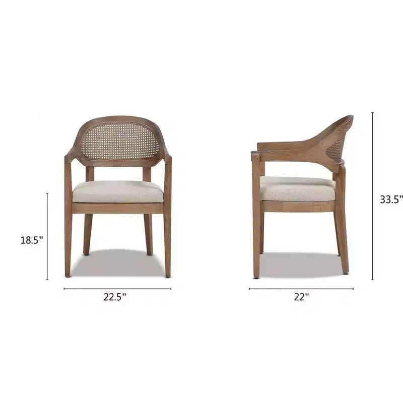 Chaise de salle à manger Americana Mid-Century Modern avec dossier en cannage