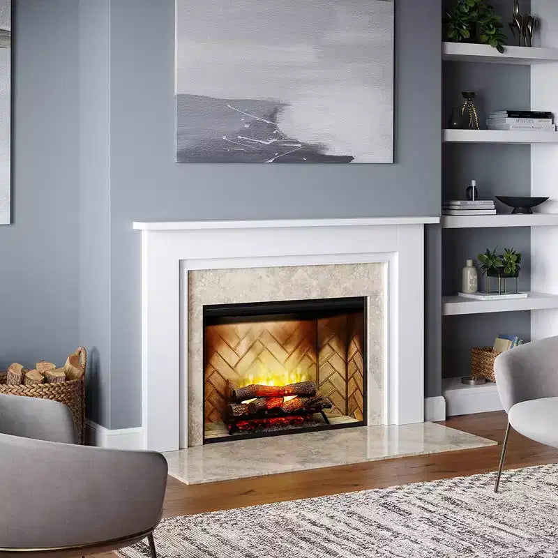Wood Fireplace Mantel Surround Kit with Shelf and Trim | Essex from Mantels Direct - Poplar Wooden Chimney Mantel Surround with Shelf