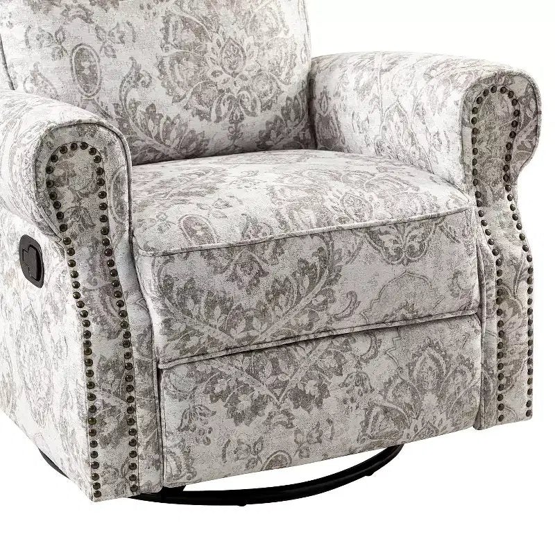 Fauteuil inclinable, pivotant et coulissant manuel avec clous décoratifs pour salon