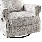 Fauteuil inclinable, pivotant et coulissant manuel avec clous décoratifs pour salon