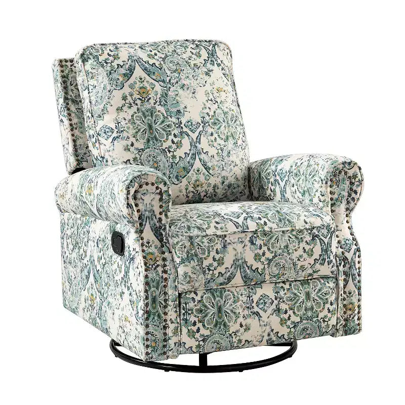 Fauteuil inclinable, pivotant et coulissant manuel avec clous décoratifs pour salon