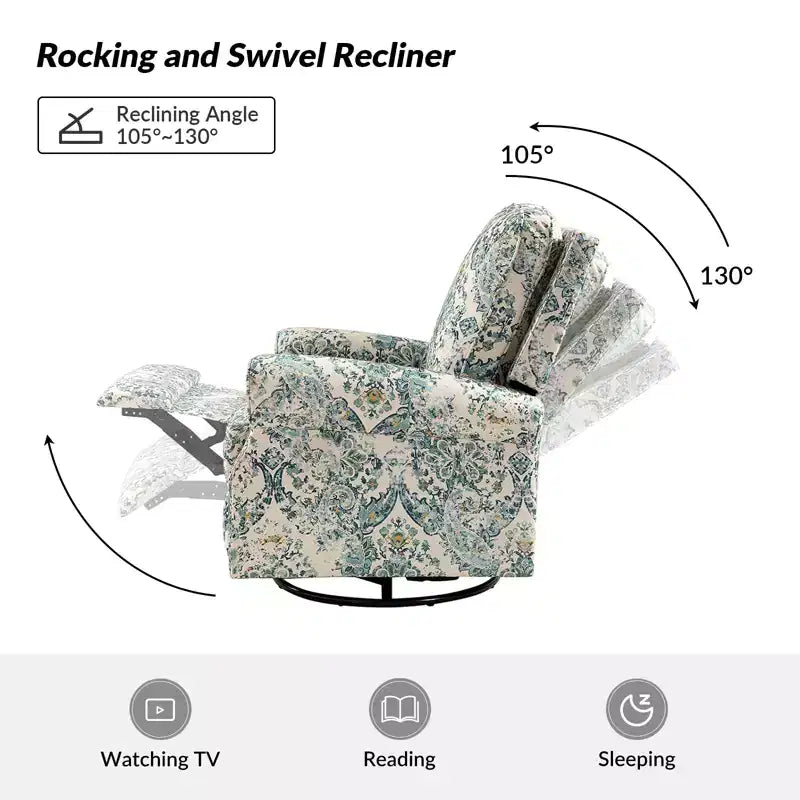 Fauteuil inclinable, pivotant et coulissant manuel avec clous décoratifs pour salon