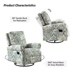Fauteuil inclinable, pivotant et coulissant manuel avec clous décoratifs pour salon