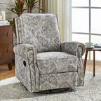 Fauteuil inclinable, pivotant et coulissant manuel avec clous décoratifs pour salon