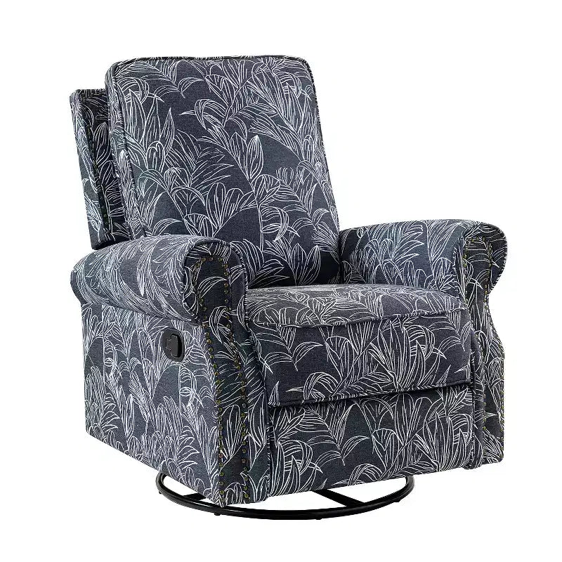 Fauteuil inclinable, pivotant et coulissant manuel avec clous décoratifs pour salon