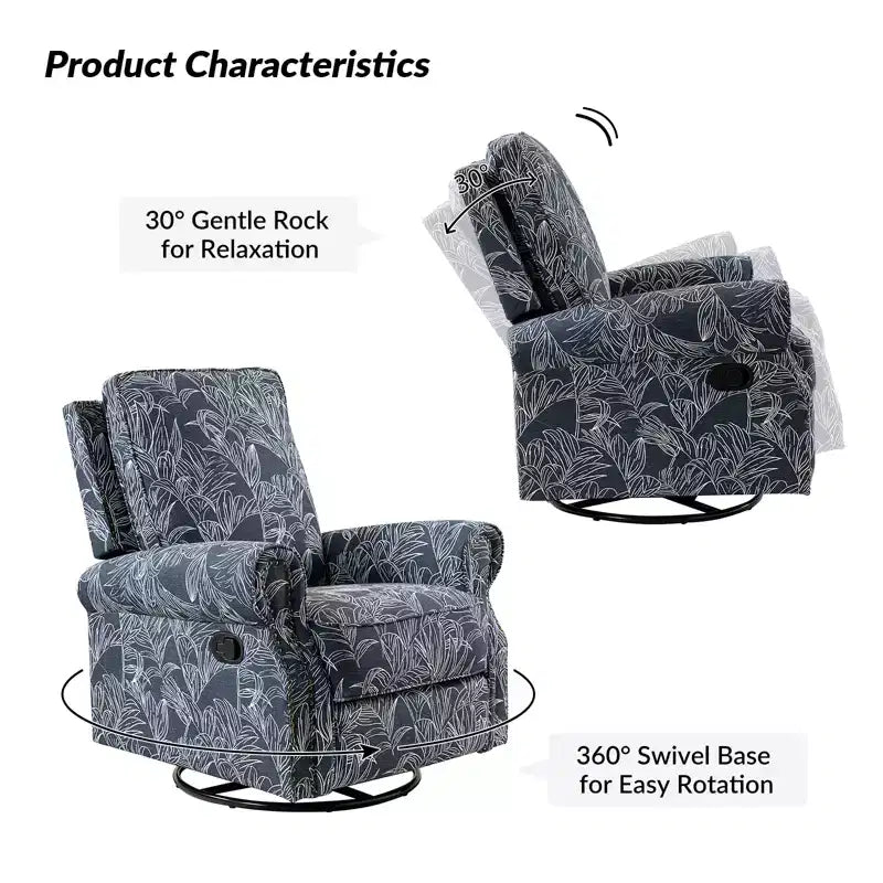 Fauteuil inclinable, pivotant et coulissant manuel avec clous décoratifs pour salon