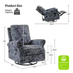 Fauteuil inclinable, pivotant et coulissant manuel avec clous décoratifs pour salon