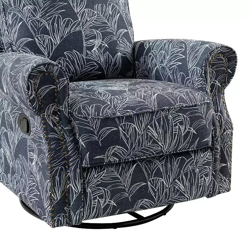 Fauteuil inclinable, pivotant et coulissant manuel avec clous décoratifs pour salon