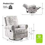 Fauteuil inclinable, pivotant et coulissant manuel avec clous décoratifs pour salon