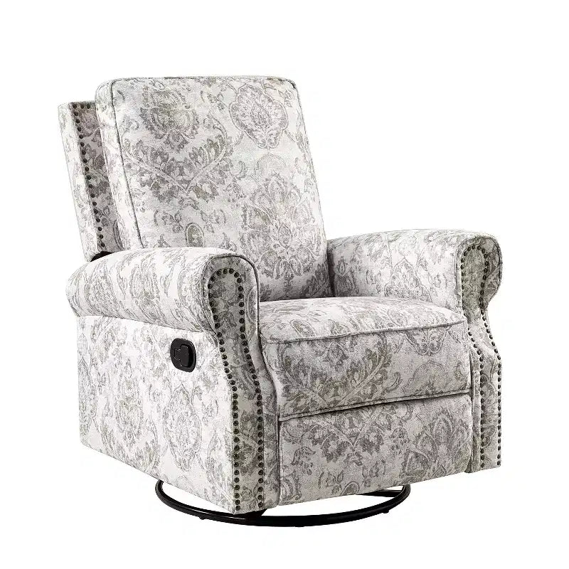 Fauteuil inclinable, pivotant et coulissant manuel avec clous décoratifs pour salon